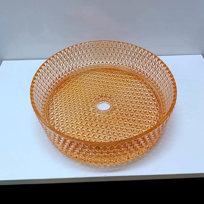 Bassin van de de Kleurentabel Hoogste Was van Diamond Shape Crystal Vessel Sink het Oranje