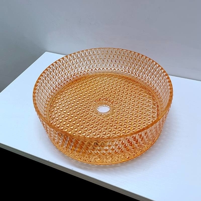 Bassin van de de Kleurentabel Hoogste Was van Diamond Shape Crystal Vessel Sink het Oranje
