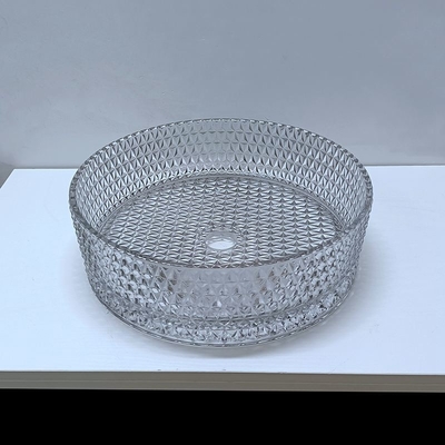 Italiaans Ontwerp Crystal Glass Vessel Basins Transparent Licht Gray Color Countertop