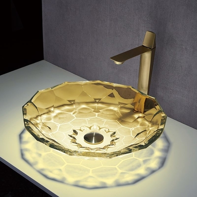 OEM van de het Glaswas van de Balvorm Countertop van het Bassincrystal vessel sinks yellow color
