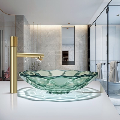 Lichtgroene de Vormcountertop van Kleurencrystal glass wash basin football Bassinkom