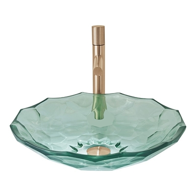 Lichtgroene de Vormcountertop van Kleurencrystal glass wash basin football Bassinkom