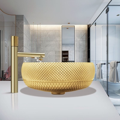 45mm van de het Glaswas van het Afvoerkanaalgat Countertop van de het Bassin18k Gouden Kleur Gootstenen voor Restaurant