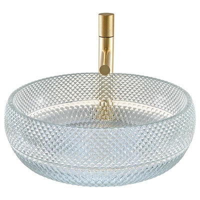12mm Dikte Crystal Clear Glass Vessel Basins voor Bureau Art Deco Round Shape