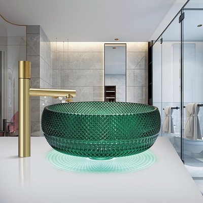 Countertop Opgezette Gootstenen Crystal Bathroom Wash Wash Basin van het Glasschip