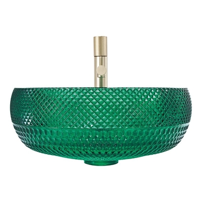 De Europese van het Schipbassins van het Stijl rond Gestalte gegeven Glas Kleur van Crystal Bathroom Wash Sinks Green