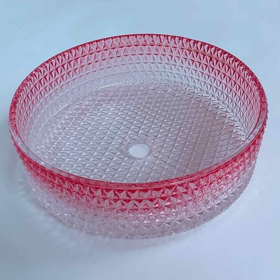 Moderne het Bassinkom die van het Gradiënt Rode Glas Crystal Bathroom Vanity Sink gieten
