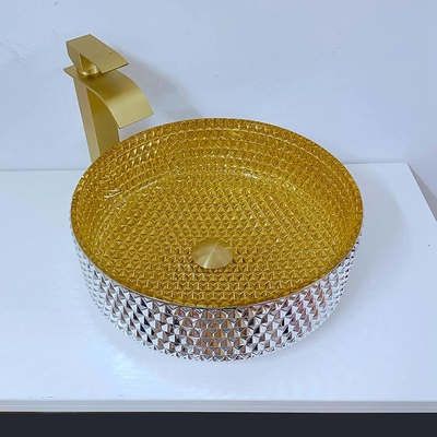 Van de de Vormbadkamers van Shinnings Gouden Crystal Glass Wash Basin Cylindrical het Schipgootstenen