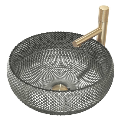 De donkere Grey Crystal Glass Vessel Sinks Bathroom-Gootsteen van de Ijdelheidswas boven Teller