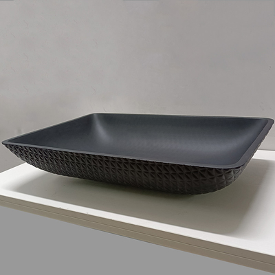 Van het het Glasschip van de leerkorrel de Badkamers Aangemaakte Gootsteen Zuur Matt Black Glass Wash Basins