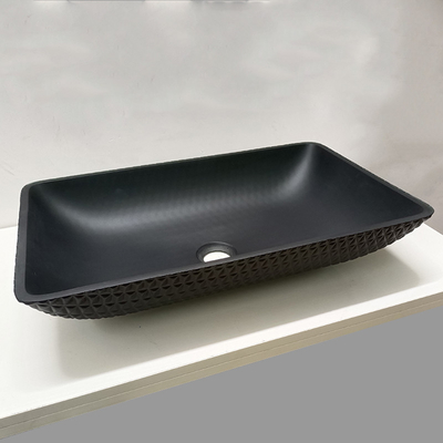 Van het het Glasschip van de leerkorrel de Badkamers Aangemaakte Gootsteen Zuur Matt Black Glass Wash Basins