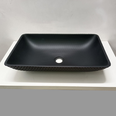 Van het het Glasschip van de leerkorrel de Badkamers Aangemaakte Gootsteen Zuur Matt Black Glass Wash Basins