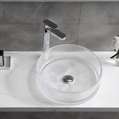 De moderne Verticale Strepen die van Crystal Clear Glass Wash Basin de Gootstenen van het Badkamersbassin gieten