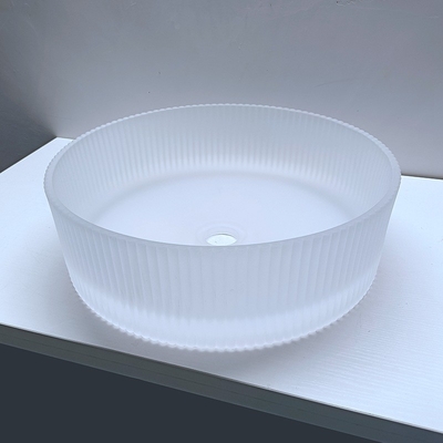 Zure matte Crystal Glass Wash Basin Vertical-Strepen die Countertop Badkamersgootstenen gieten
