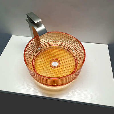Het Schipcountertop van Crystal Glass Wash Basin Decorated van de Orangerkleur Badkamersgootsteen