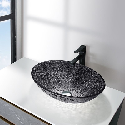 Transparante Zwarte de Badkamerscountertop van Crystal Glass Wash Basin Bowl Gietende Gootstenen