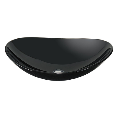 Hoge Glanzende Zwarte Aangemaakte van de de Bootvorm van de Glasgootsteen van de de Lijstbovenkant van het de Badkamersglas de Wasbassins