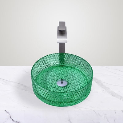 Transparante groene wandmontage glazen kom wastafel badkamer wastafels