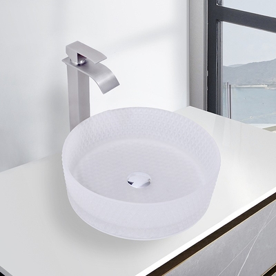 Wandgemonteerde glazen wastafel Zuur Mat Badkamer Countertop Vessel Sinks 24 maanden garantie