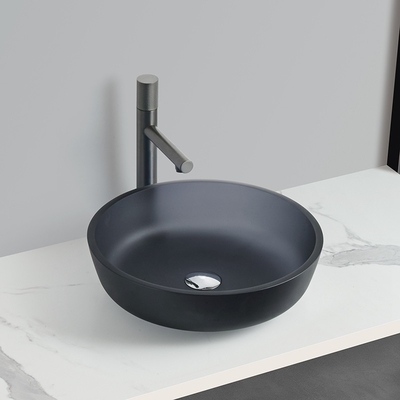 420*420*110mm Ronde wasbak met pop-up afvalgehard glas wasbak zonder overstroming