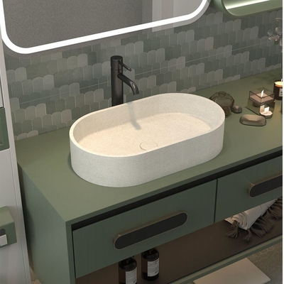 Pop Up Drain Beton Wasbak Ovale vorm Badkamer Wasbak