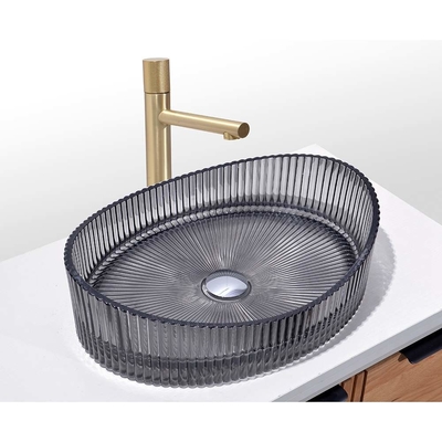 Moderne gietglas wasbak werkblad gemonteerd glas wasbak kom