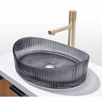 Moderne gietglas wasbak werkblad gemonteerd glas wasbak kom
