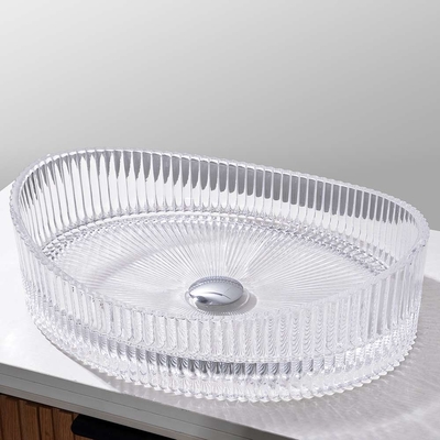 Glanzige op het bureau gemonteerde glaswasbak met optionele montage-hardware