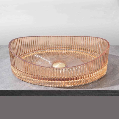 Amberkleur 500*370*140mm Glaswasbecken Geen overstroming voor ruimtebesparende oplossing