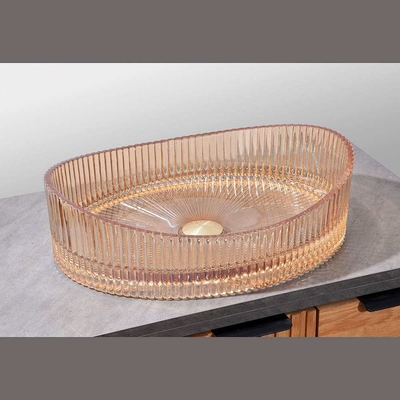 Amberkleur 500*370*140mm Glaswasbecken Geen overstroming voor ruimtebesparende oplossing