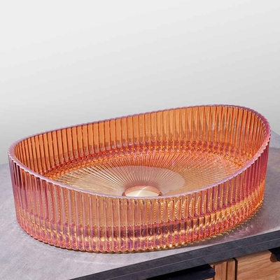 Tastkast gemonteerd glazen wastafel 500*370*140mm voor moderne badkamer