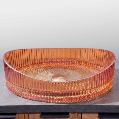 Tastkast gemonteerd glazen wastafel 500*370*140mm voor moderne badkamer