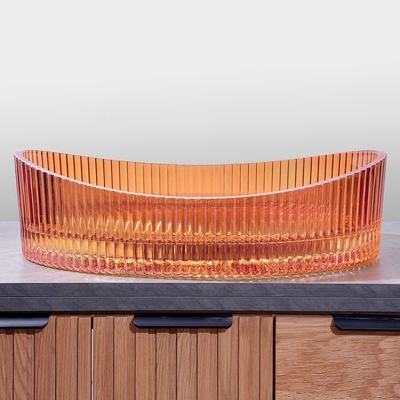 Muurgesteund kristalglas wasbekken rode wijnkleur 500*370*140mm Grootte
