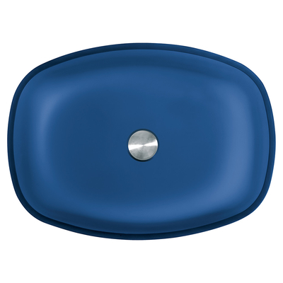 Wintermelon-vormige tafelwasbak in mat blauw gehard glas