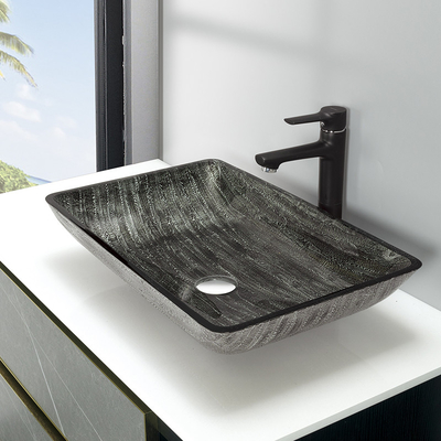 12mm de Bassins van de Badkamerswas de Kom van de het Glasgootsteen van 16,5 Duimart rectangular tempered