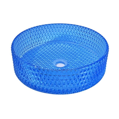 Om 120mm het Type van het Bassinglas van de Badkamerswas Blauwe Kleur Crystal Diamond