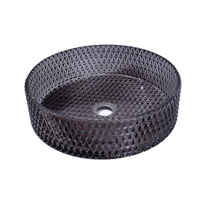 Diamond Shape Crystal Wash Basin 22 Duim Transparante Zwarte Ronde Countertop Gootsteen